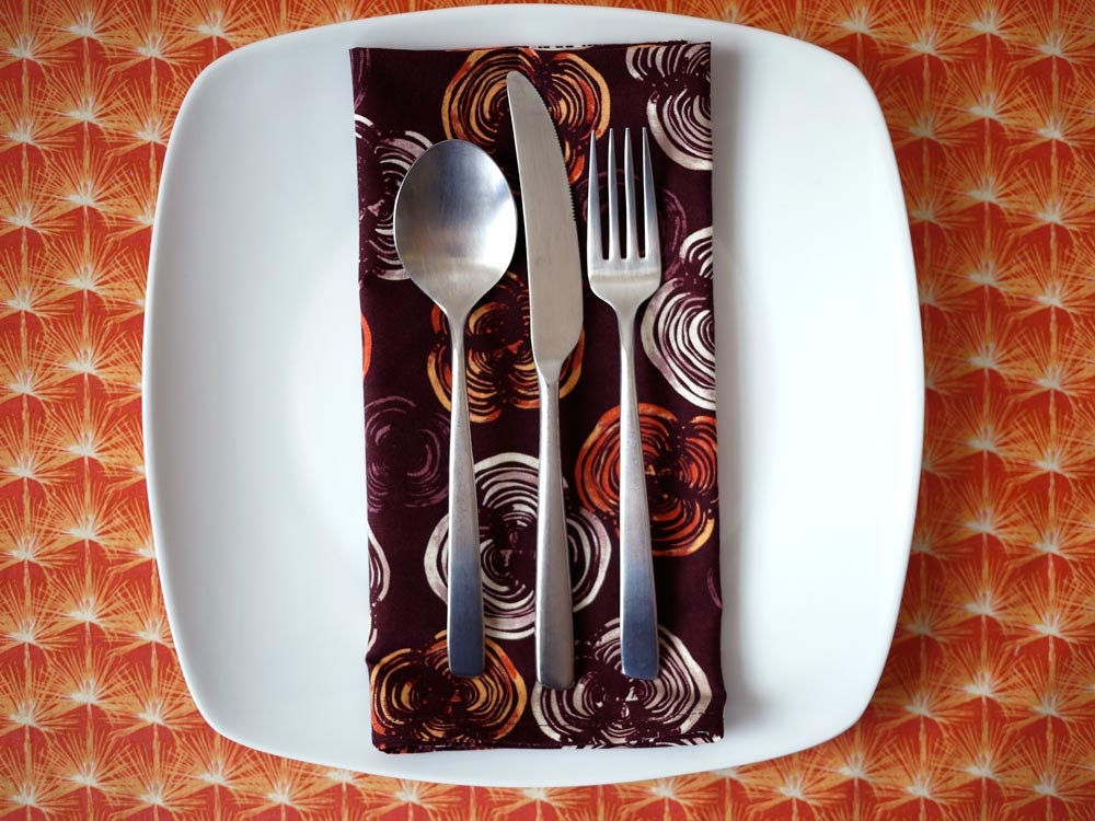 Red-Orange White Pine Print Cotton Place Mats - Set of 4 - Housewarming Gift, Wedding Gift