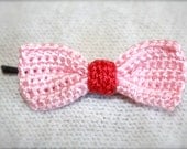Satin Crochet Pink and Red Hair Bow