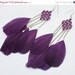 ON SALE Purple Feather Earrings With Sparkling Sapphire Color Crystals Ornaments