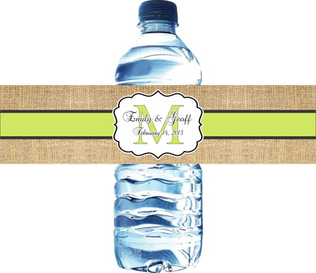 Wedding Stickers, Burlap Waterproof Water Bottle Labels - 50 Printed labels with your wedding colors Il_570xn