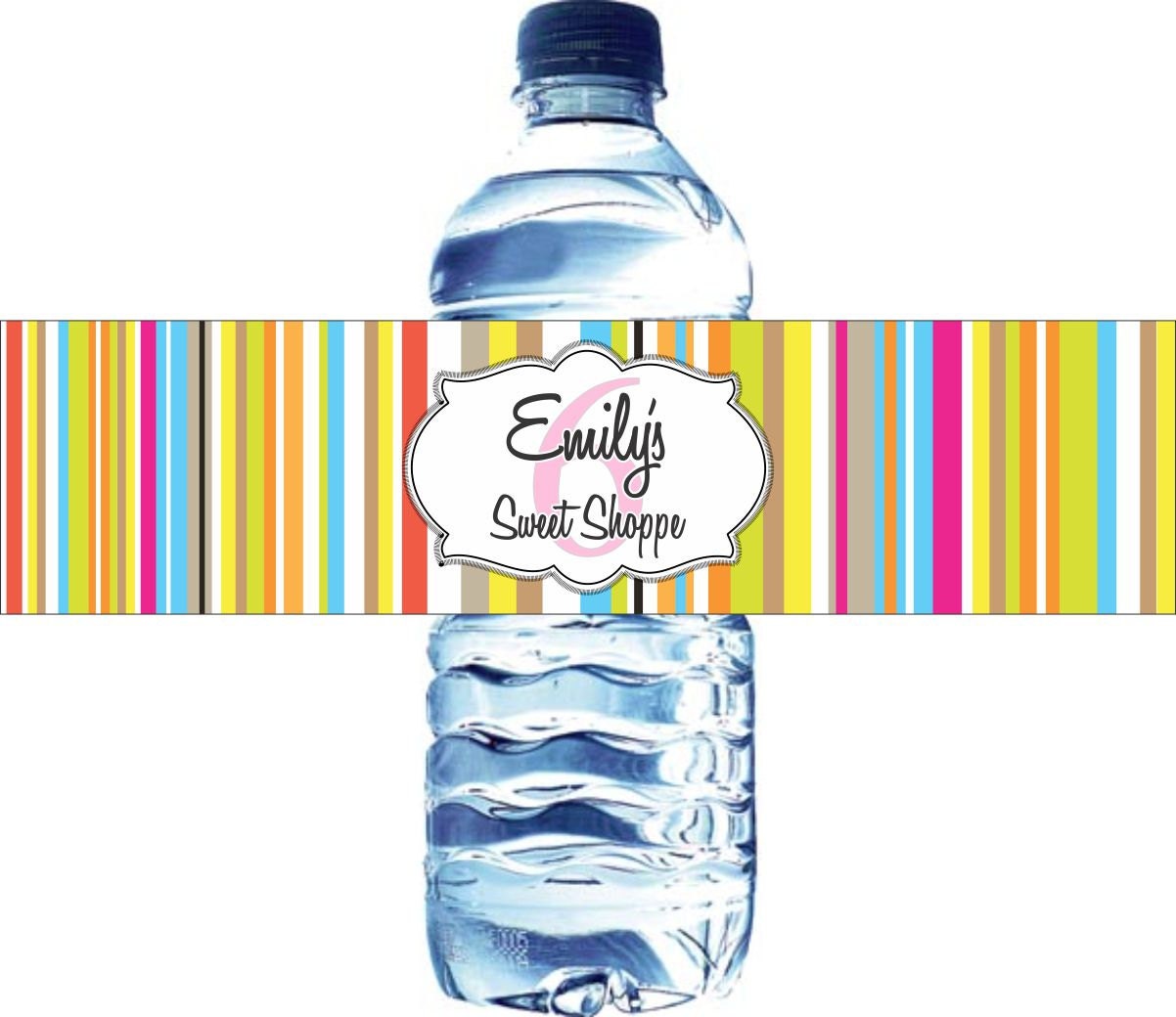 50 Candy Stripes Water Bottle Labels - Waterproof and self stick Il_570xn