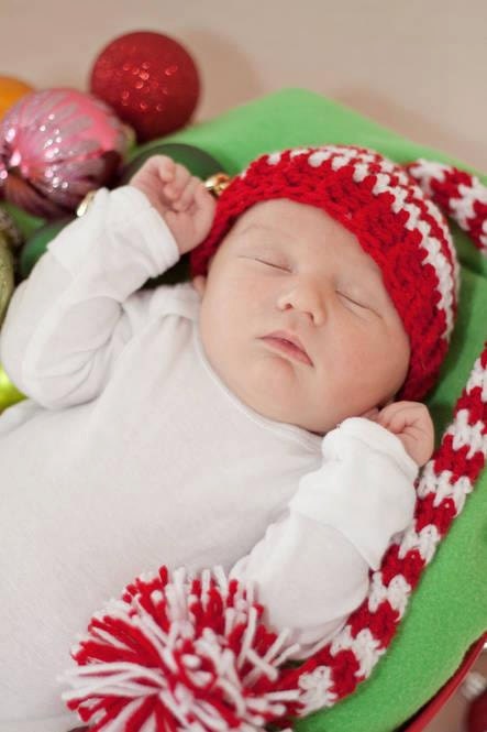 Baby Stocking Hat Cap with Long Tail and Pom Pom - (Made to order in sizes newborn-toddler)