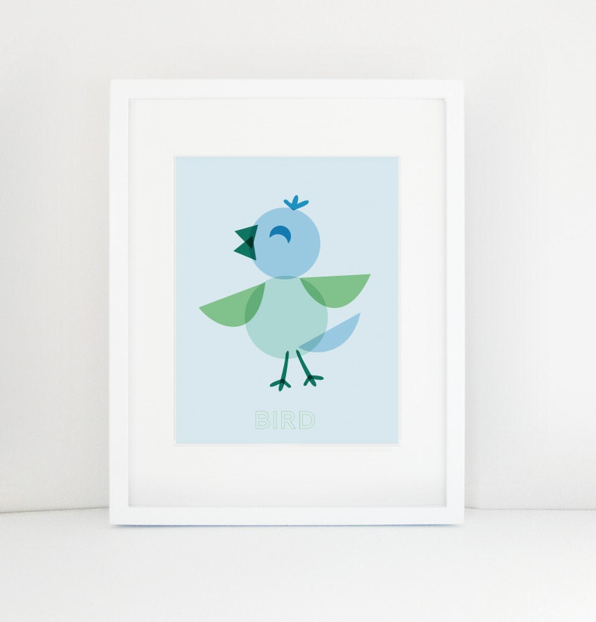 Nursery Wall ART "Modern Woodland - BIRD" Print