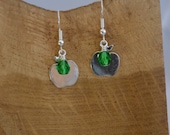 Apple Charm With Green Glass earrings - Cancer Charity