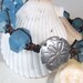 Woven Leather Bracelet "Sunset Beach" Blue Sand Dollar Recycled Glass Boho Macrame Surfer Style "Betty Bracelet"