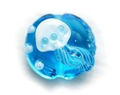 Jellyfish bead, handmade lampwork glass, Aqua blue - SRA - by MayaHoney
