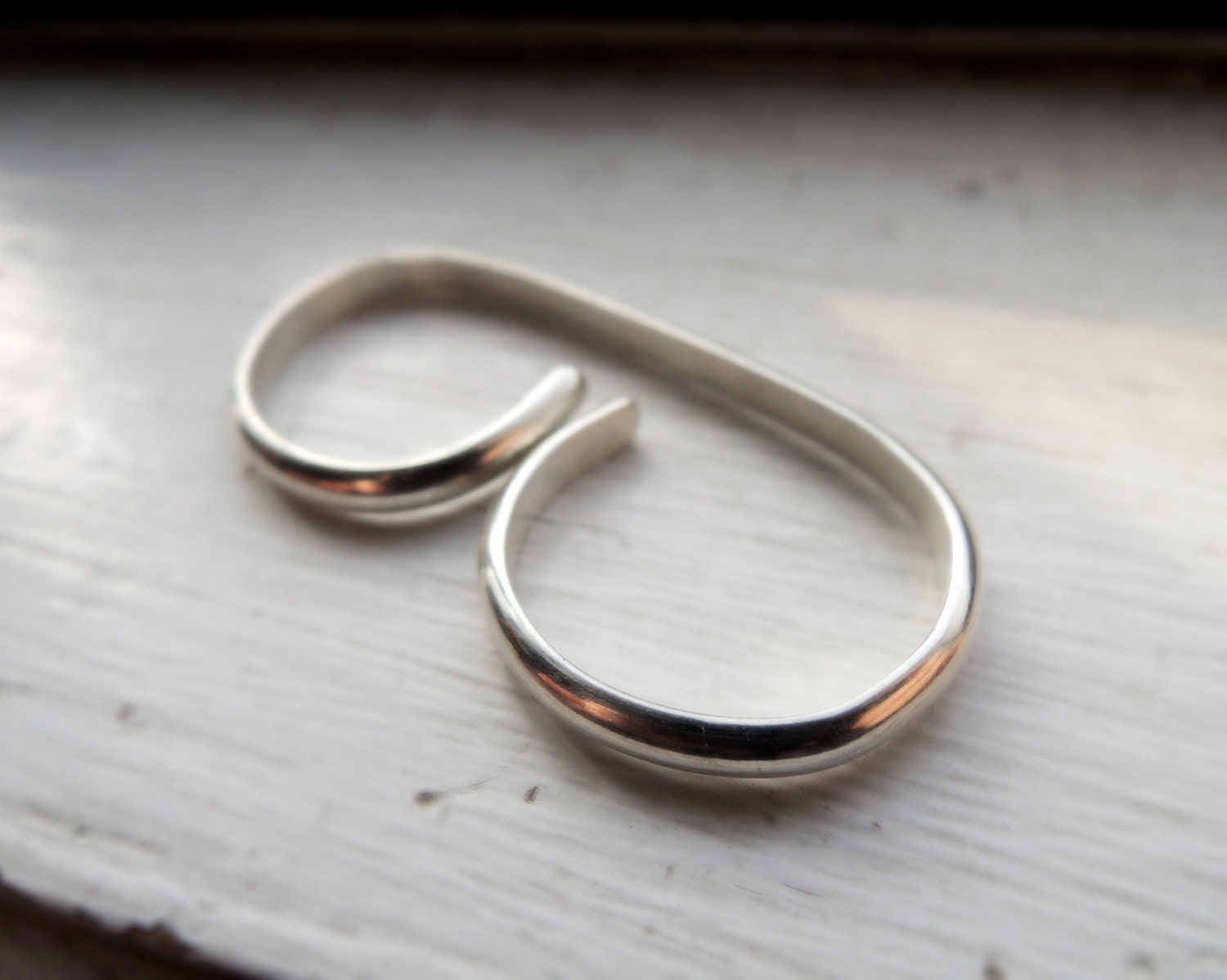 Silver Double Finger Ring Two Finger Ring - Modern - Adjustable - READY TO SHIP