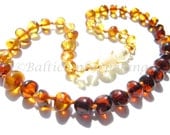 Baltic Amber Baby Teething Necklace Rounded Rainbow Color Beads