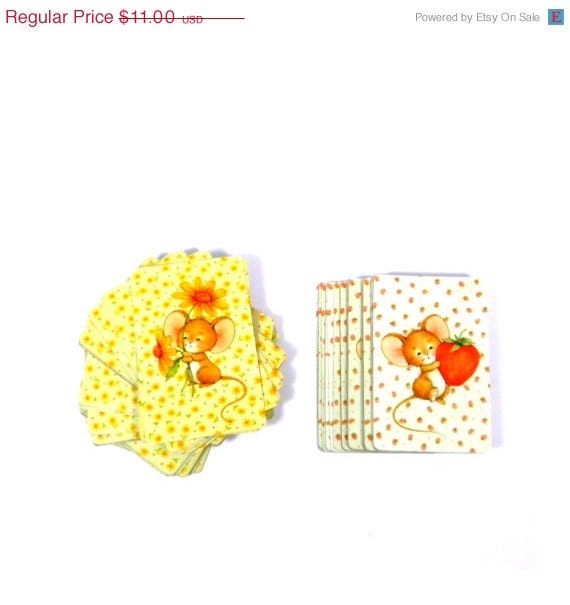 20% OFF SALE Kawaii Playing Cards, Vintage 1980s Hallmark Calico Merry Mice