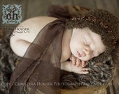 Newborn Hat, Baby Bonnet, Photo Prop, Dark Brown, Newborn Bonnet,  READY TO SHIP
