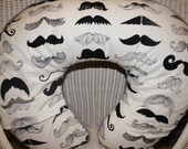 Ready to Ship: Where's my Stach in Black and White with Minky Boppy Cover