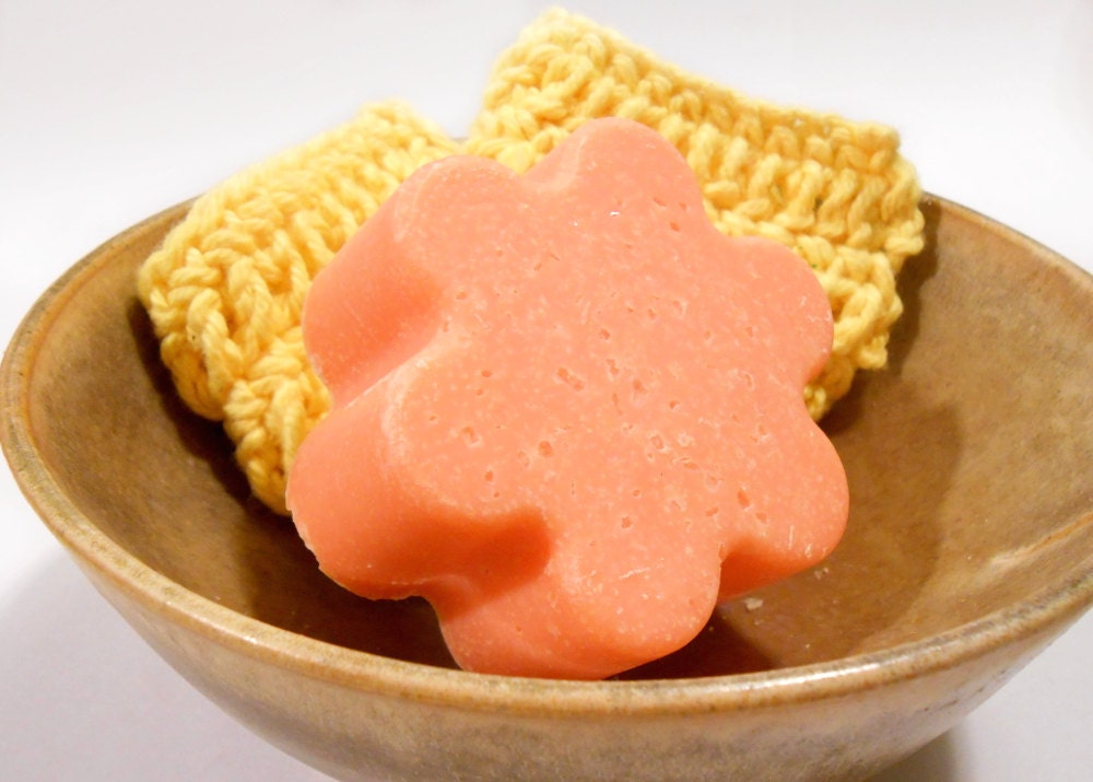 Waterlily Orange Salt Soap, Flower Shaped Soap in Peach