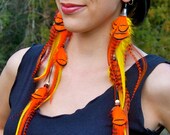 GYPSY FLAME Long Feather Earrings SALE