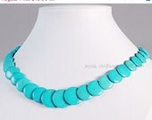 Turquoise Necklace,Statement Necklace, Stone Necklace,Bluish Green Turquoise Necklace(FN0686-Turquoise)