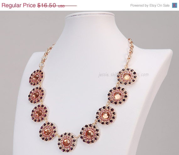 Bubble Necklace Statement Necklace Flower Necklace Floral Necklace Bubble Necklace(FN0610-Purple)