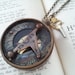 Lost at  sea -  Ox Brass compass sundial necklace with antique pocket watch key