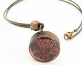 Orgone Energy Copper-Leather-Red Garnet Mens Necklace - Recycled - Reclaimed - Eco Friendly Jewelry - Unisex Necklace - Artisan Jewelry