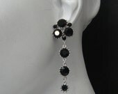 Cluster dangle earring as seen on Kristin Bauer as Pam  on True Blood S3 Made with Jet black and plated on Antique Silver 617SE