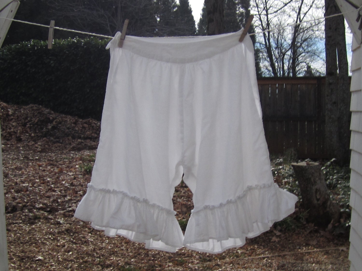 Vintage Bloomers Pantaloons Petit Pants Lingerie White Cotton Handmade Free Shipping