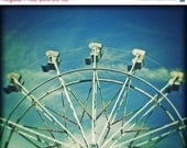 ON SALE Carnival Photography, Ferris Wheel Nursery Decor Art Print, Kids Room Decor, Geometric, Blue Sky - Rainbow (8x10) Fine Art Photogra