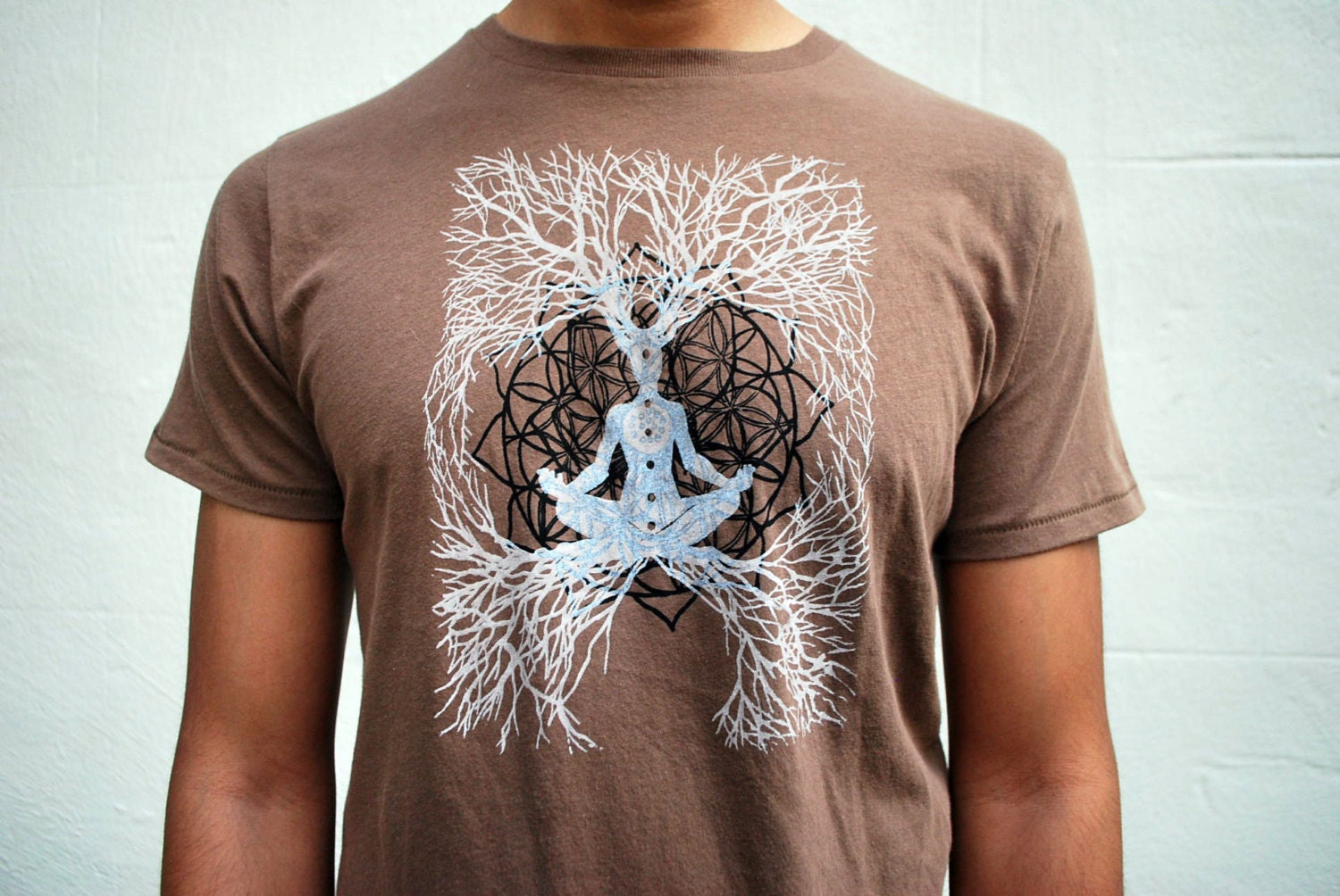 Flower of Life meditation Tshirt - Organic Cotton - Mens XL - Extra Large