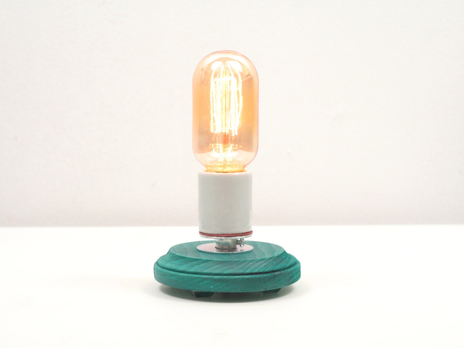Modern Desk Lamp- Bright Colored Wood Lamp, Exposed Edison Bulb Lighting, Modern Night Light, Desk Lamp