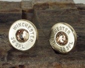 Winchester 38 SPL Bullet Earrings - Ultra Thin - Light Colorado Topaz