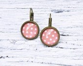 Peach Pink Polka Dots Earrings