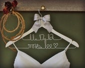 TWO LINE HANGERS: Personalized Bridal Hanger, Wedding Dress Hanger, Custom Wire Name Hanger, Bridal Gift