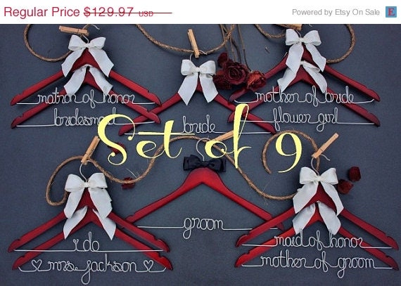ON SALE 15% DISCOUNT- Set of 9 personalized hangers - perfect for bridal party