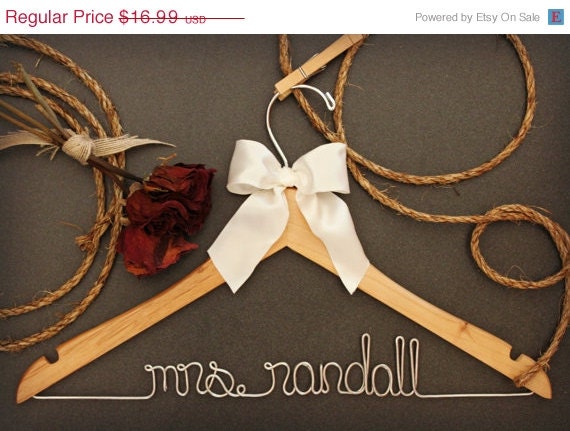 ON SALE Custom Wedding Dress Hanger - CHERRY- personalized with Bride & Groom's names