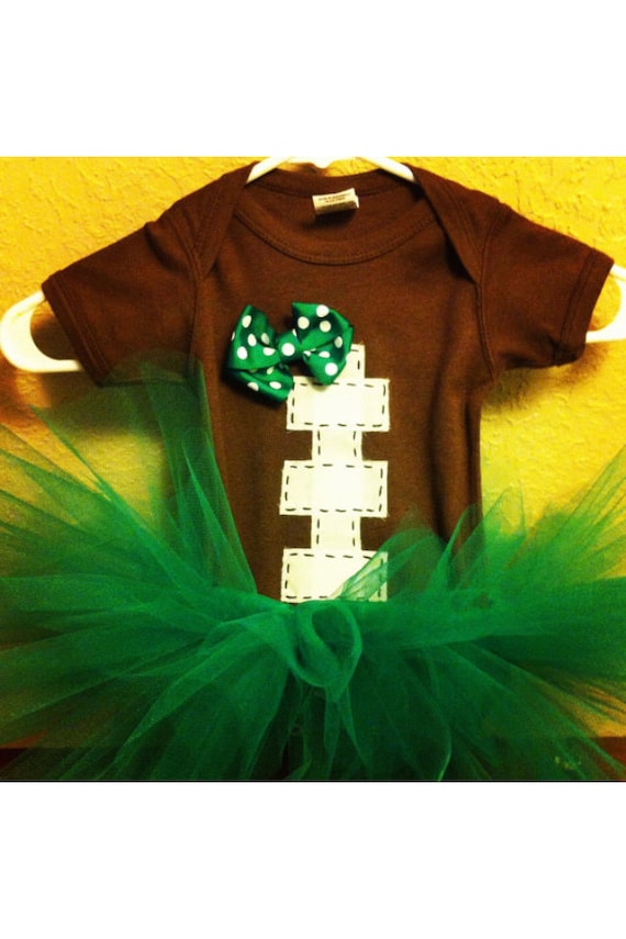 Football baby onesie and tutu With matching hair bow in sizes: newborn, 0-3mo, 3-6mo, 6-12mo, 12-18mo(t-shirt),or 18-24mo