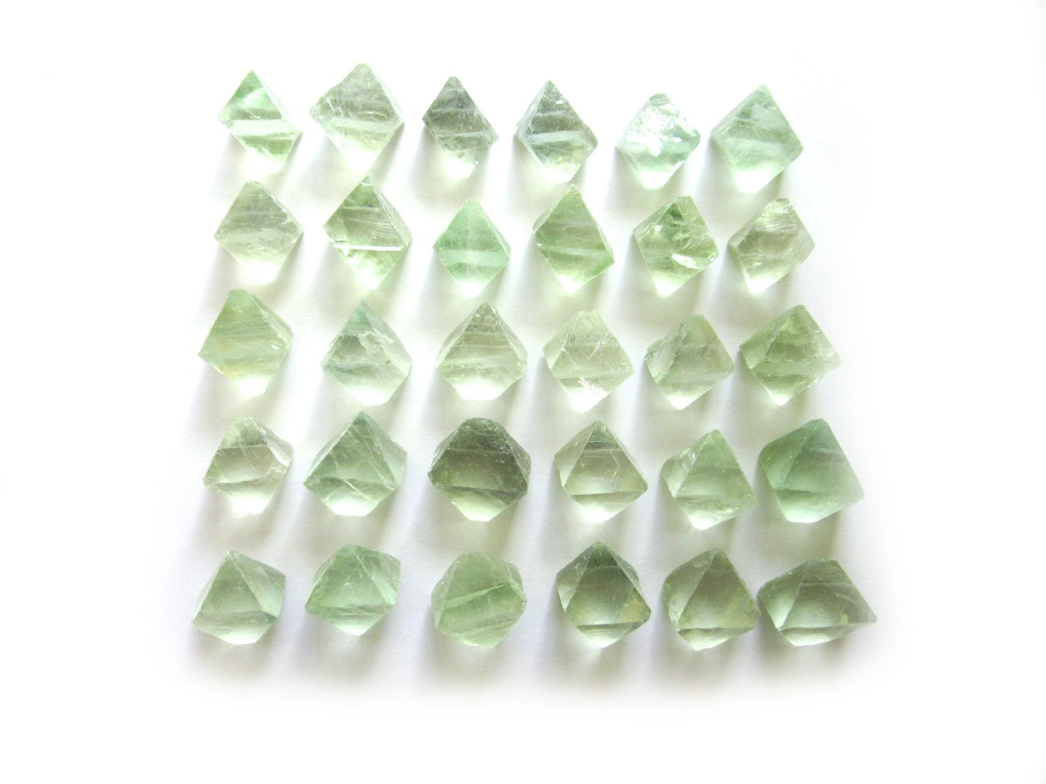 Fluorite Octahedrons Blue Green 5 Crystals 18mm - 21mm (Lot No. FL05) Rough, Raw, Natural - instantkarmashop