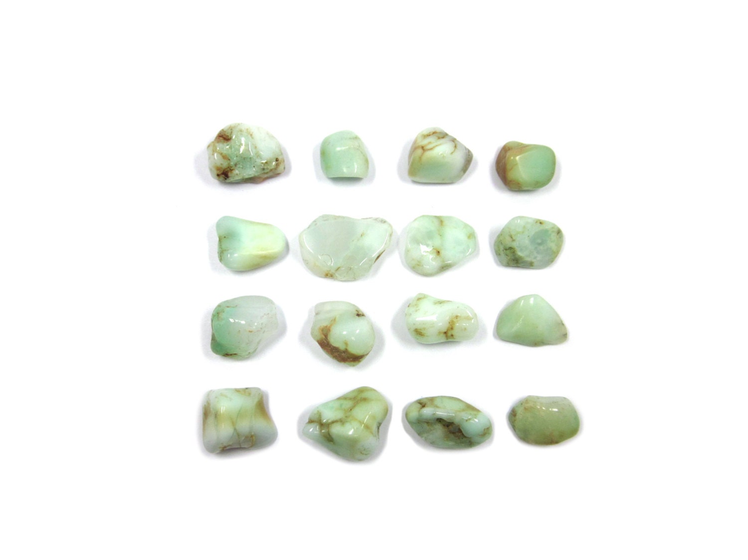 Chrysoprase Tumbled Stones 2 Crystals 15mm - 27mm (.59" - 1.06") For Wire Wrapping and Jewelry Making, Mint, Green, Aqua