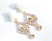 4g-5/8" Rose Gold Rhinestone Covered Korean Butterfly Design Dangle Plugs Tunnels