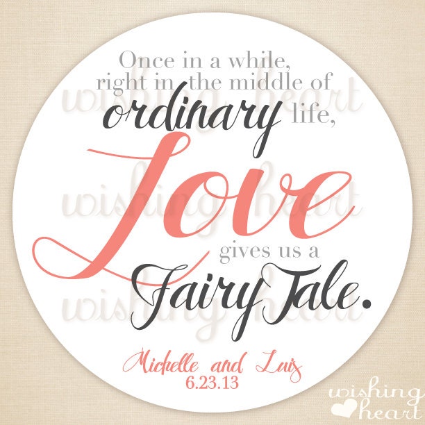 Thank You Favor Sticker - Love gives us a Fairy Tale - Candy Buffet, Candy Bar Favor - 1.5 or 2 Inch Stickers for Wedding or Bridal Shower Il_570xn