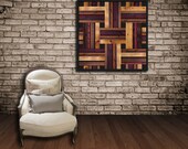 Modern Square Weave Pattern Wood Wall Art Decor Sculpture in Provincial, Cherry, Ebony, and Golden Oak Wood Stains 36x36" - Available NOW