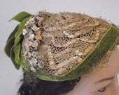Vintage ladies hat  straw fascinator downton abbey style