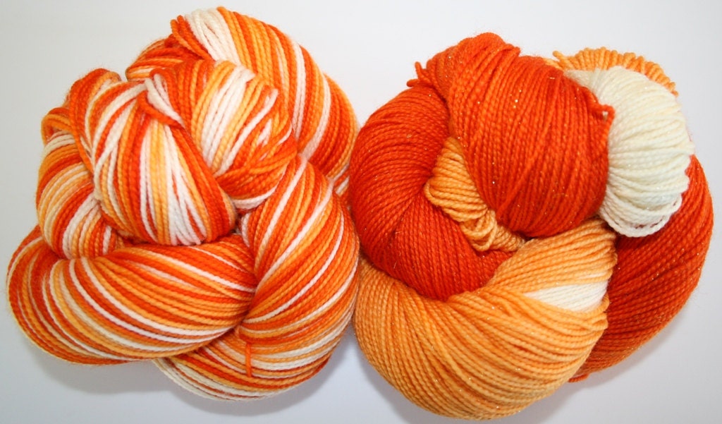 Creamsicle: Superwash Panache 3 color Intentional Flash Sock Yarn