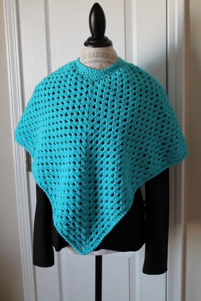 Girls - Shawl / Poncho - 8 to 12 years - Turquoise