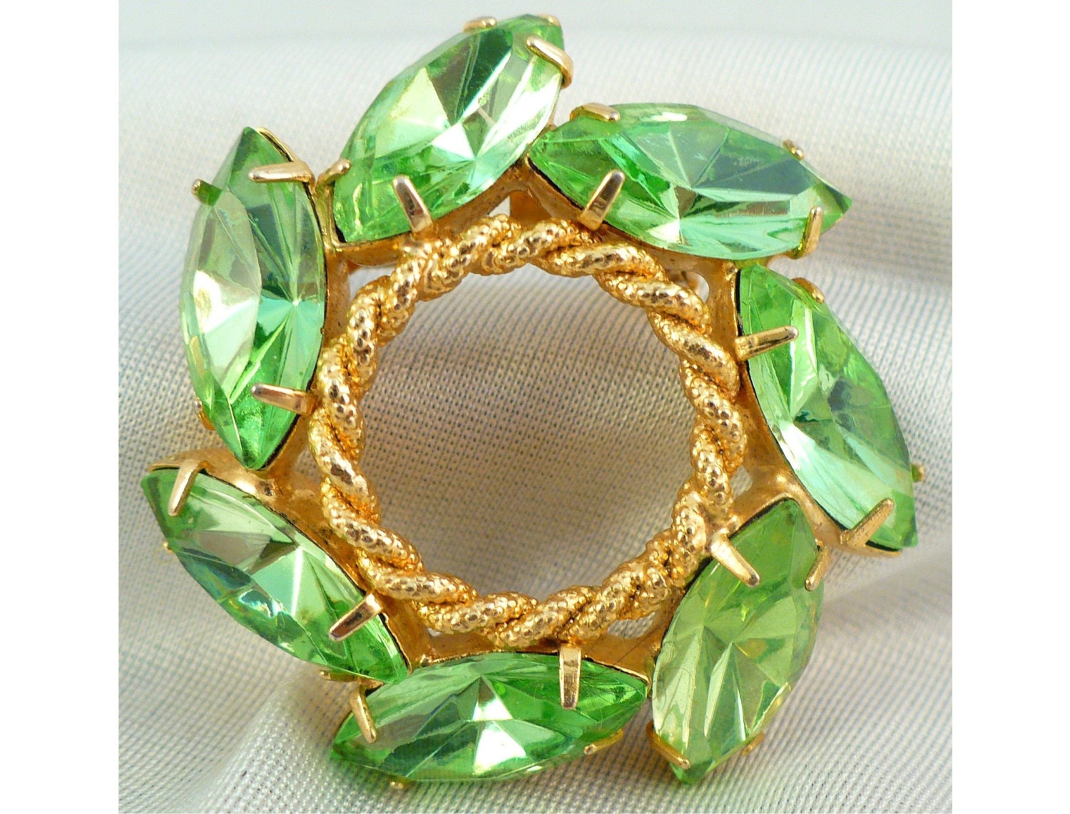 Smart Green Marquise Rhinestone Brooch, Perfect Purse Glam