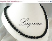 Vintage LAGUNA 70 Inch Black Crystal Necklace, Flapper Style, Original Hang Tag