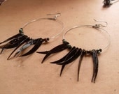ON SALE - Blackbird Hoop Earrings  (OOAK)