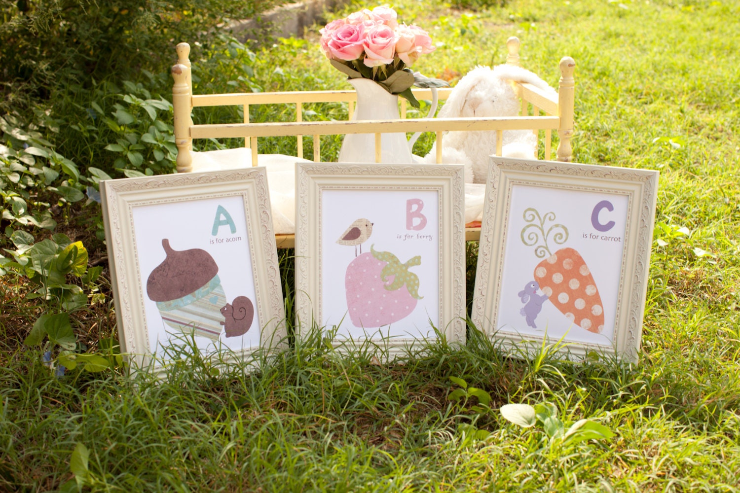 Alphabet Nursery Art, ABC Art, Woodland Nursery print, Letter art, baby art print, kids wall art, children's room decor