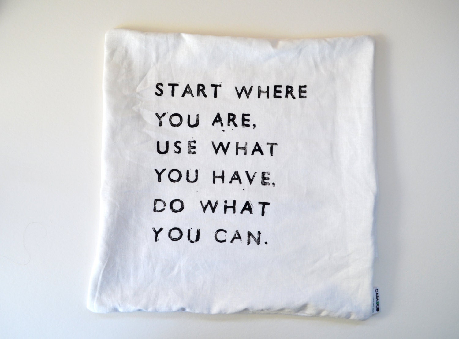 Quote Pillow - Hand-stamped Linen Inspirational Quote Pillow Cover