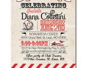 Cardinals Graduation Invitation Baseball Invitation Vintage St Louis Cardinals Retro Announcement Digital or Printed- Diana Style