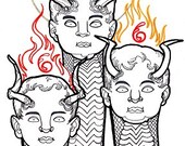 evil demon babies, snake creatures, childfree nightmare coloring book page, monsters