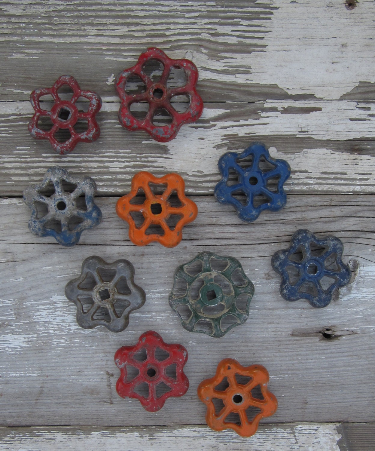 Instant Collection of 10  Industrial Valve  Metal Spigot Faucet Handles Cast Antique Garden Handle
