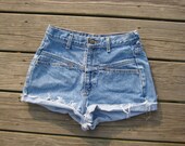 Vintage Marithe & Francois Girbaud high waisted cuffed cutoffs medium wash size 5/6