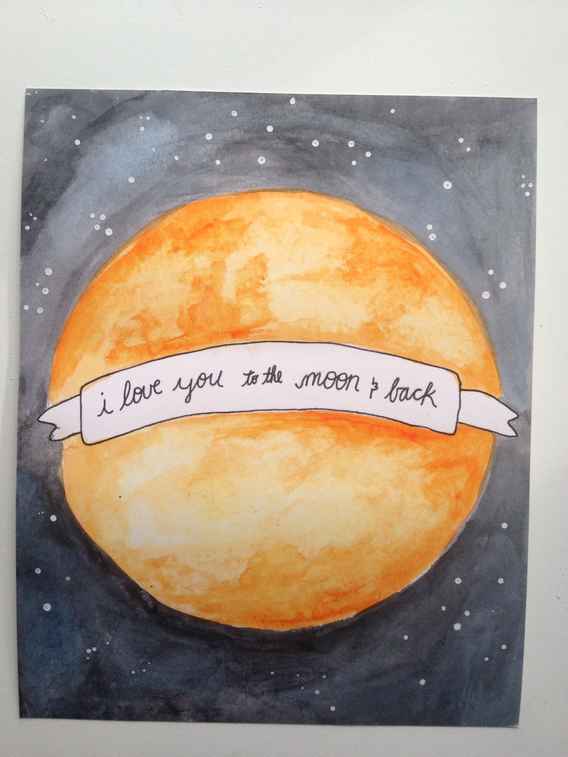 I love you to the moon and back watercolour pri